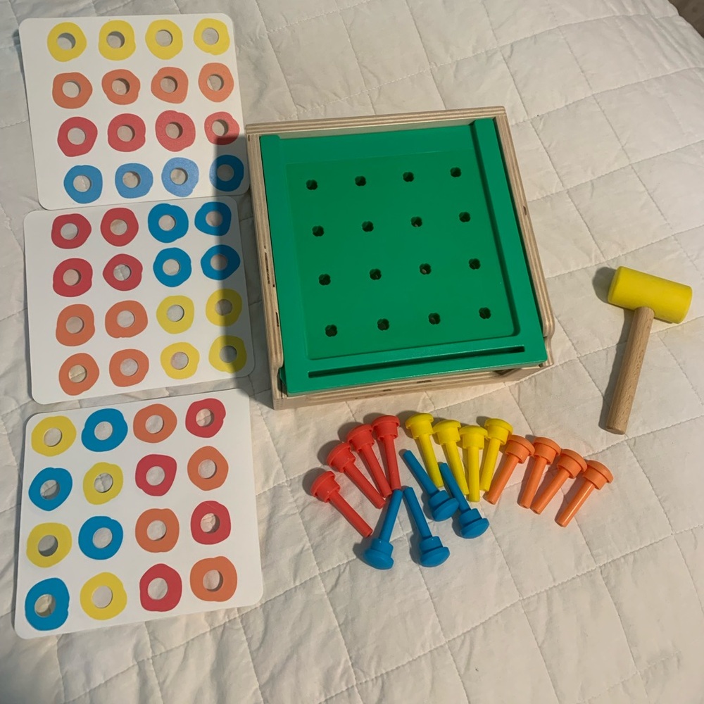 Lovevery Match & Tap Hammer Box from the investigator Playkit, Months 31-33